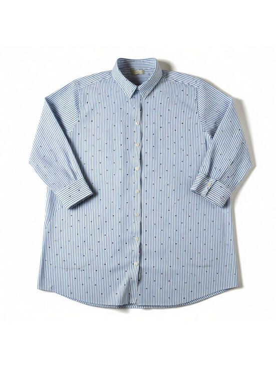 Chico's Tops - Chicos Womens 2 Large Button Down Shirt Blue White Stripe Polka Dots Pockets